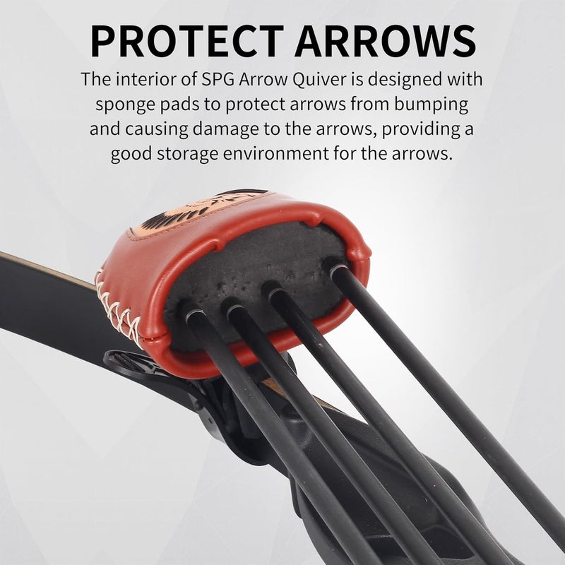 SP.G Adjustable Archery Arrow Quiver - Leather Quiver Arrow Holder with Quick Shoot System Longbow Recurve Bow Quiver 4/6 Arrows Hanged Arrow Case for Hunting Shooting Practice - Image 5